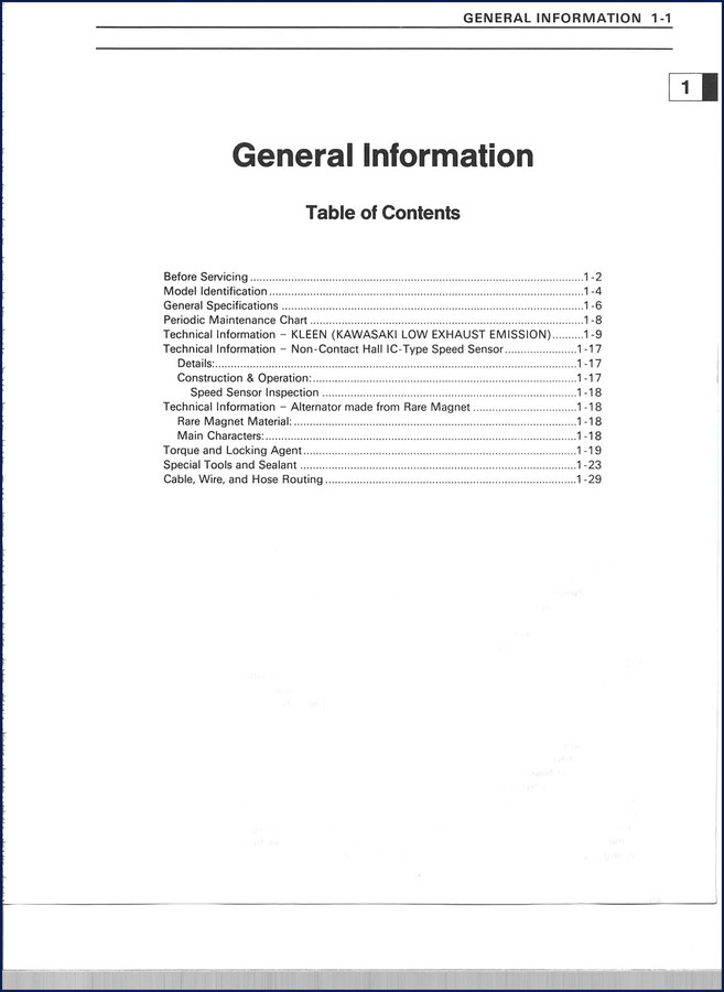 Kawasaki Zx9R workshop manual cover showing service repair manual with OEM specifications