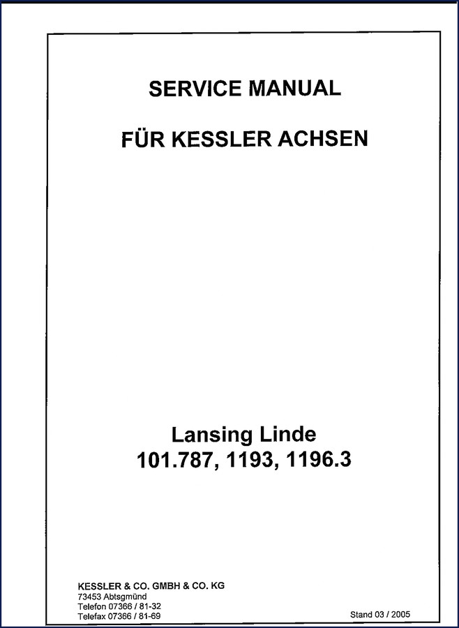 Kessler 101.787 1193 1196.3 2005 Service Manual cover – factory axle repair documentation