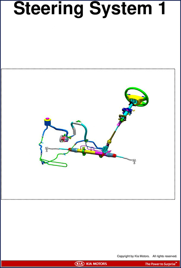 Kia 21218K370040 2007 Training Manual front cover showing steering system diagram