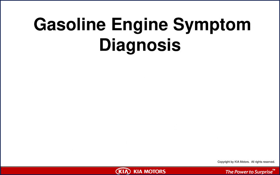 Kia 21518K370030 2011 Training Manual cover showing Gasoline Engine Symptom Diagnosis - factory OEM document