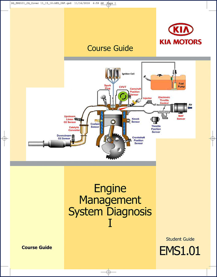 KIA Motors EMS1.01 2011 Training Manual cover – Engine Management System Diagnosis I course guide