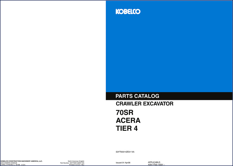 FIAT Kobelco 70SR 2008 Parts Catalog – OEM factory parts manual cover