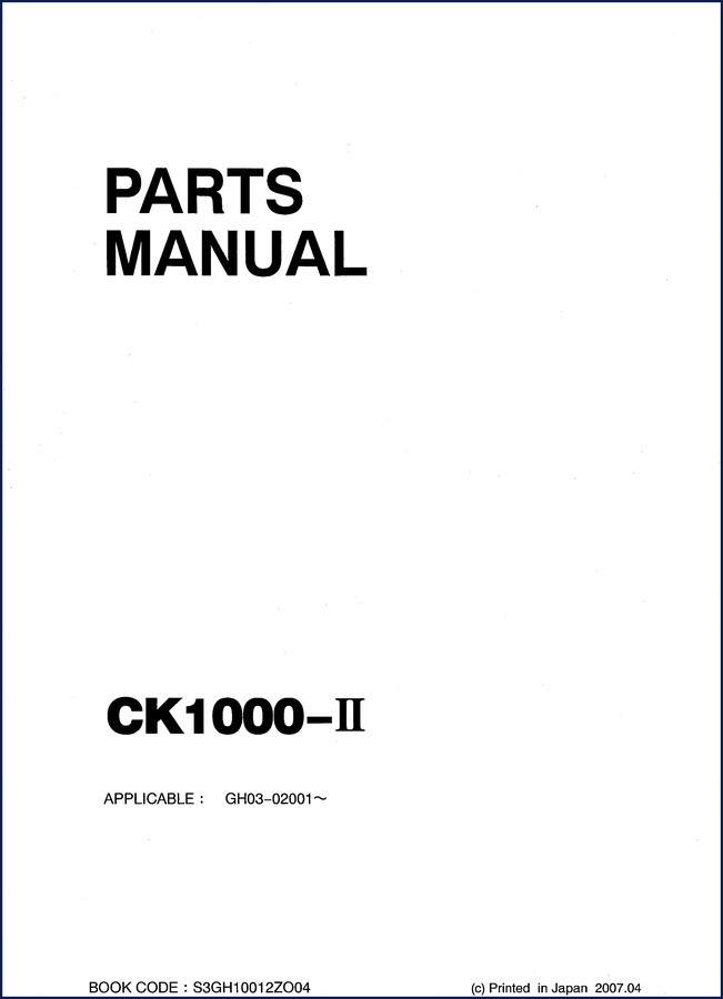 FIAT Kobelco CK1000-II 2007 Operators Manual cover page