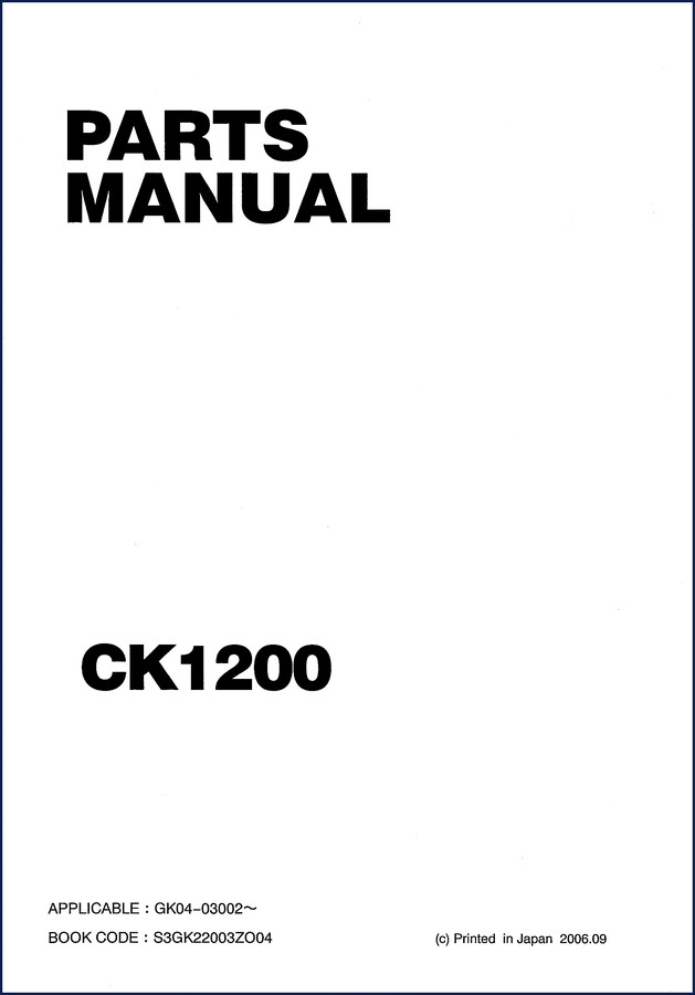 FIAT Kobelco CK1200 2006 Parts Catalog cover page showing model and serial number entry fields