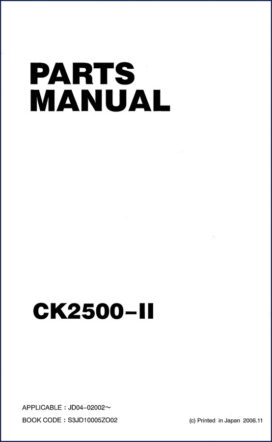 Cover of the New Holland Kobelco CK2500-II 2006 Parts Catalog showing machine silhouette and model designation