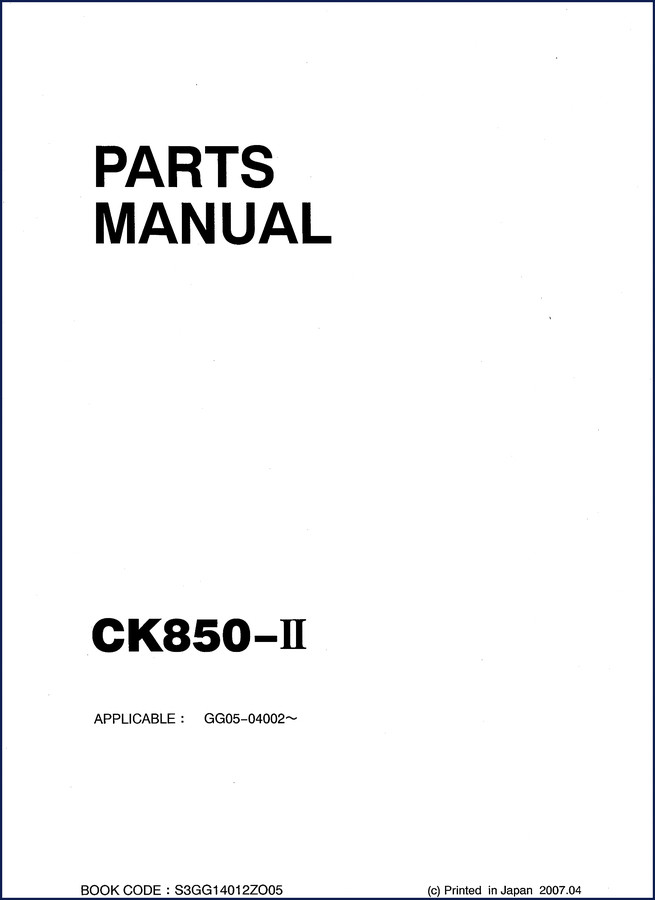 FIAT Kobelco CK850-II 2007 Operators Manual cover page showing machine and operation details