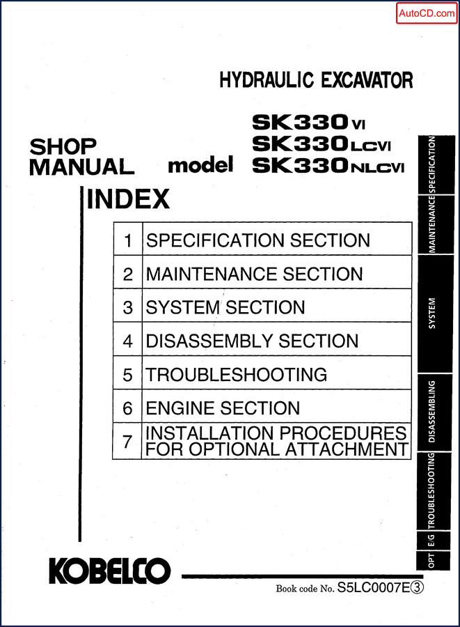 FIAT Kobelco SK330 SK350 Technical Manual cover - 843 page OEM factory spec book