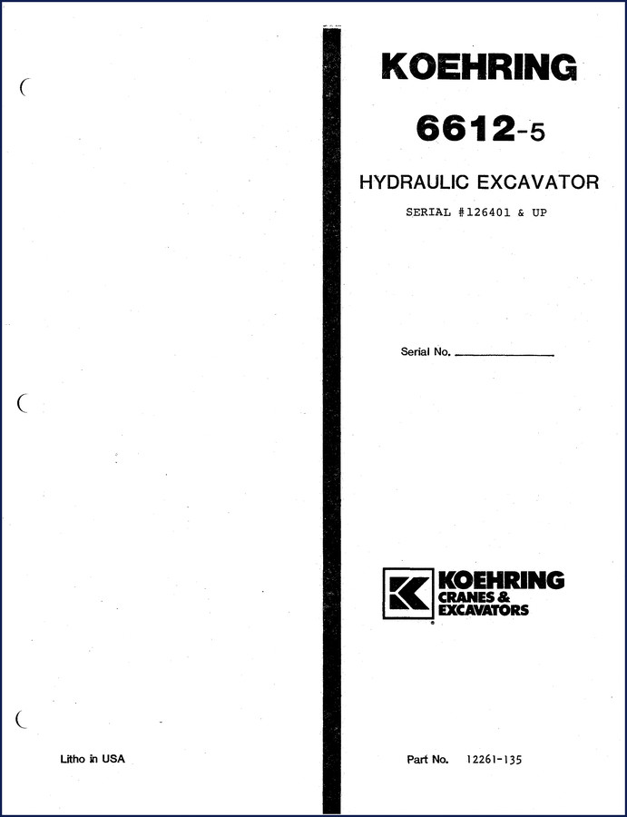 Koehring 6612-5 OEM parts catalog manual cover page