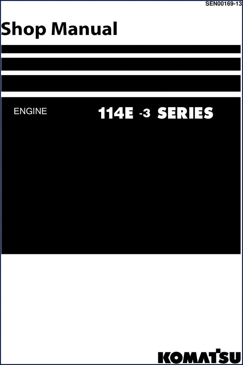 Komatsu 114E -3 Workshop Manual cover showing engine diagram and model number
