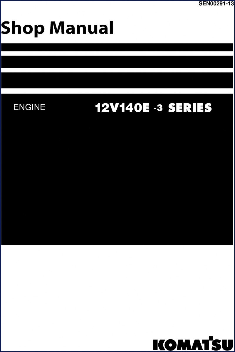 Komatsu 12V140E-3 Workshop Manual cover – 600 pages OEM shop manual for heavy-duty diesel engine