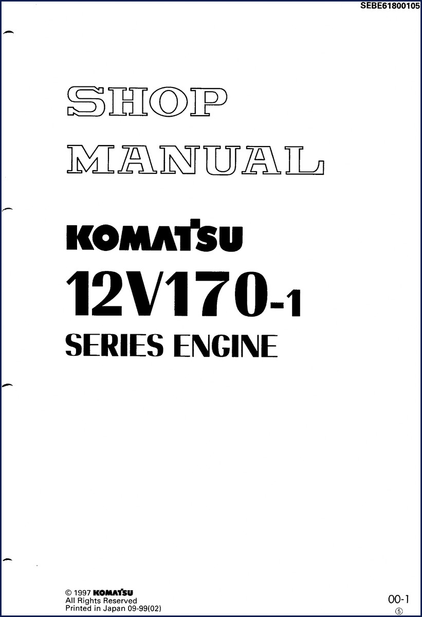 Komatsu 12V170-1 Series Engine 1999 Workshop Manual cover