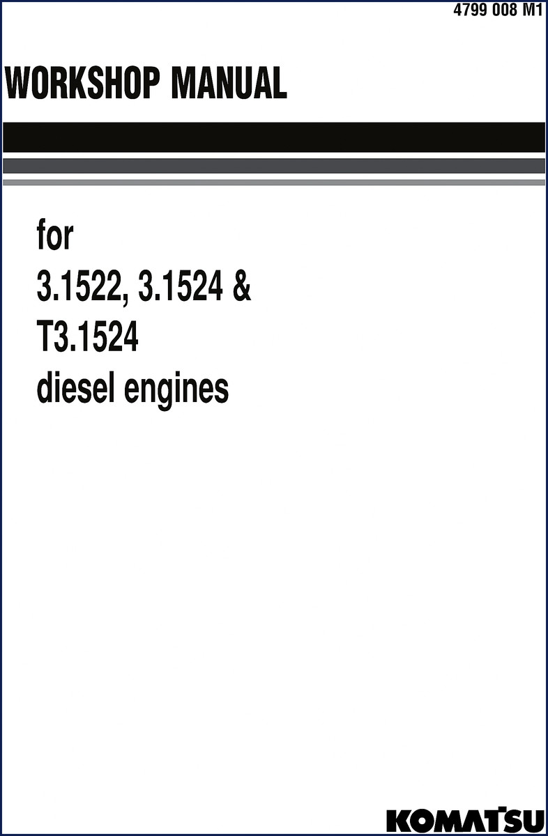 Komatsu 3.1522 diesel engine workshop manual cover – OEM factory document 98 pages