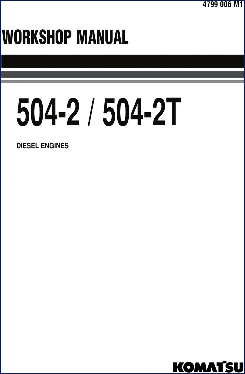 Komatsu 504-2 504-2T Workshop Manual cover page showing diesel engine specifications