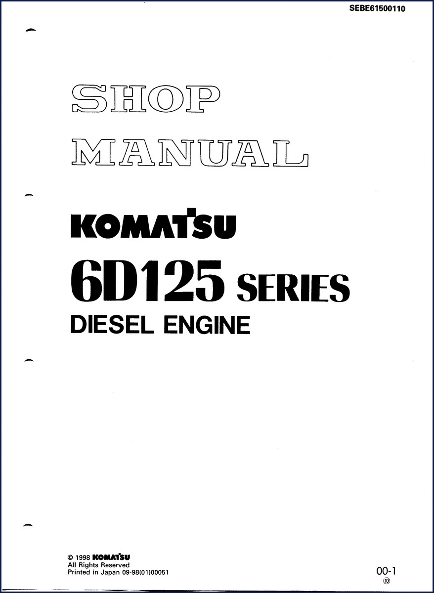 Komatsu 6D125 1998 Service Manual cover - factory OEM document