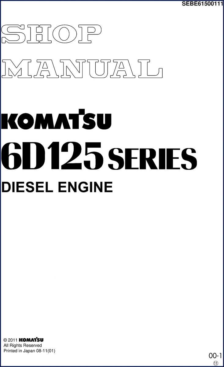 Komatsu 6D125 series diesel engine 2011 workshop manual cover