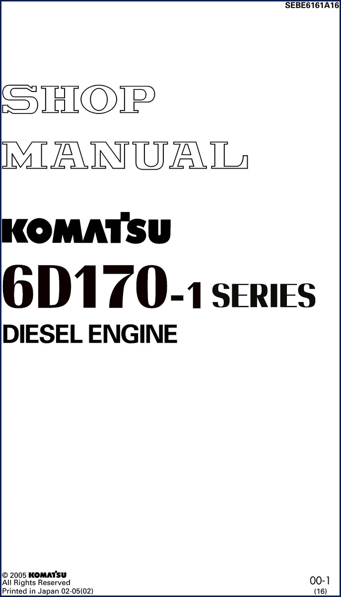 Komatsu 6D170-1 Series Diesel Engine 2005 Workshop Manual cover page