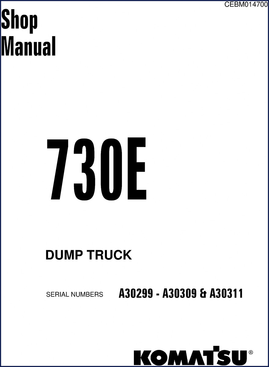 Komatsu 730E Workshop Manual cover – factory OEM shop manual for dump truck