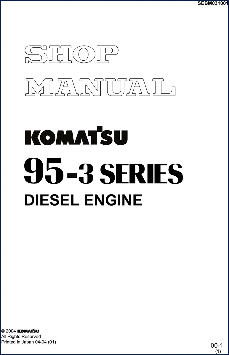 Cover of Komatsu 95-3 Series Diesel Engine 2004 Workshop Manual