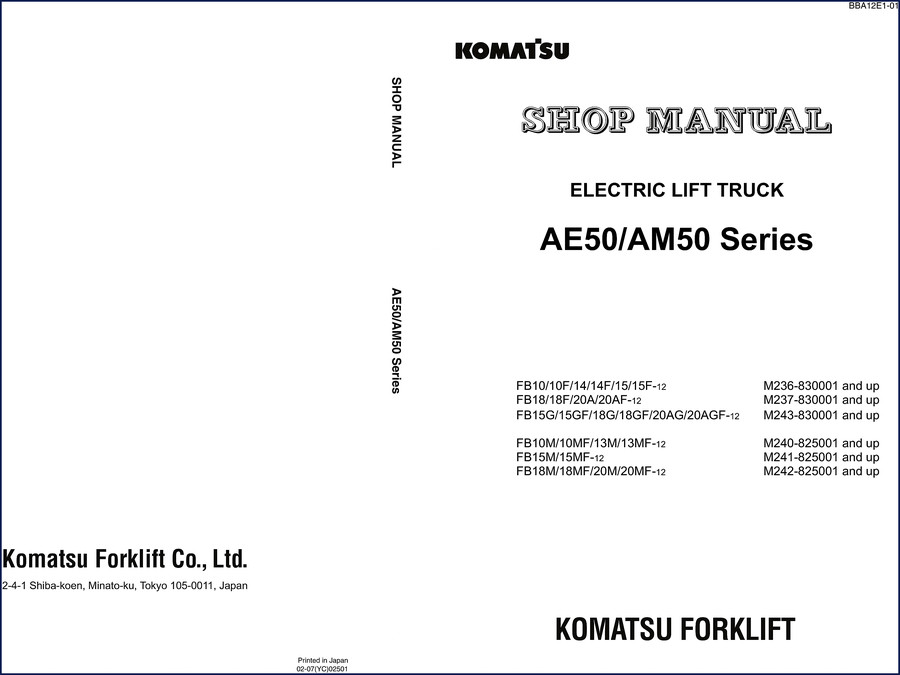 Komatsu FB10 AE50 AM50 FB10F FB14F factory workshop manual cover page 361 pages OEM