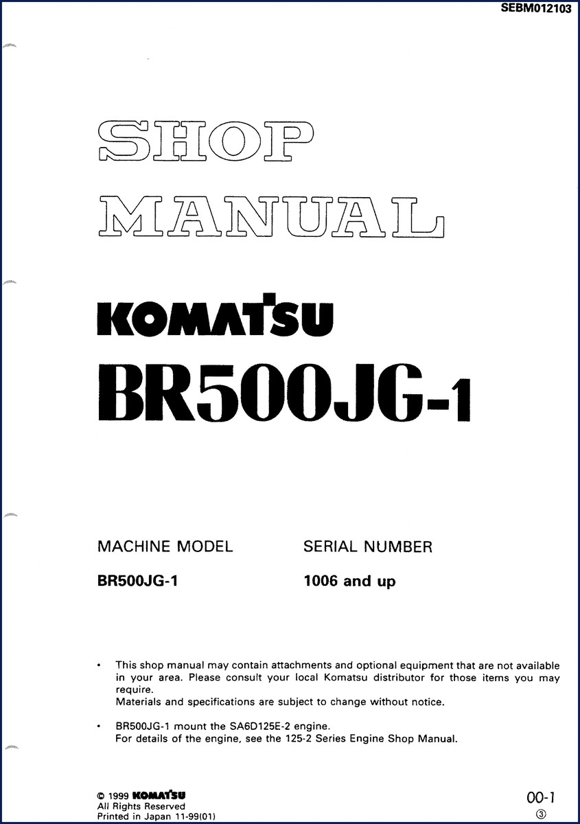 Komatsu BR500JG-1 1999 Workshop Manual cover page
