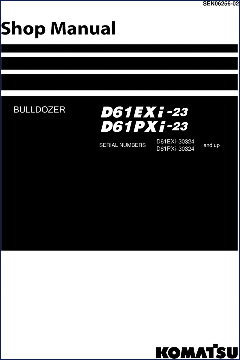Komatsu D61EXi-23 D61PXi-23 workshop manual cover showing bulldozer diagram