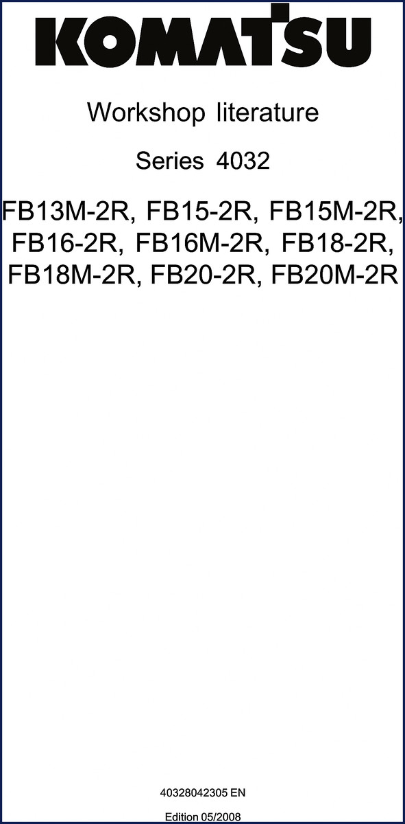 Komatsu FB13M-2R forklift workshop manual 2008 cover