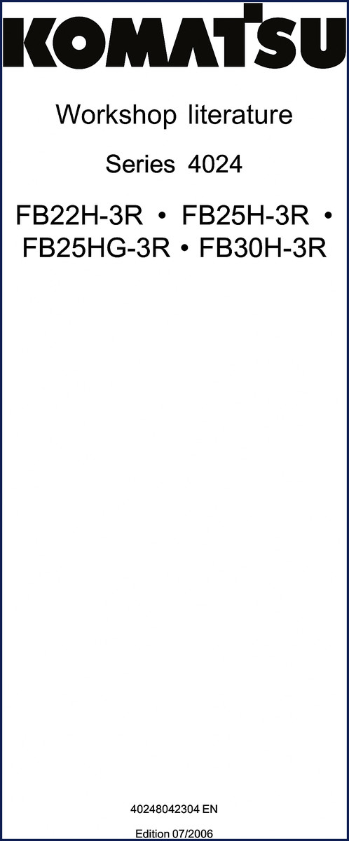 Komatsu FB22H-3R FB25H-3R FB25HG-3R FB30H-3R 2006 workshop manual cover
