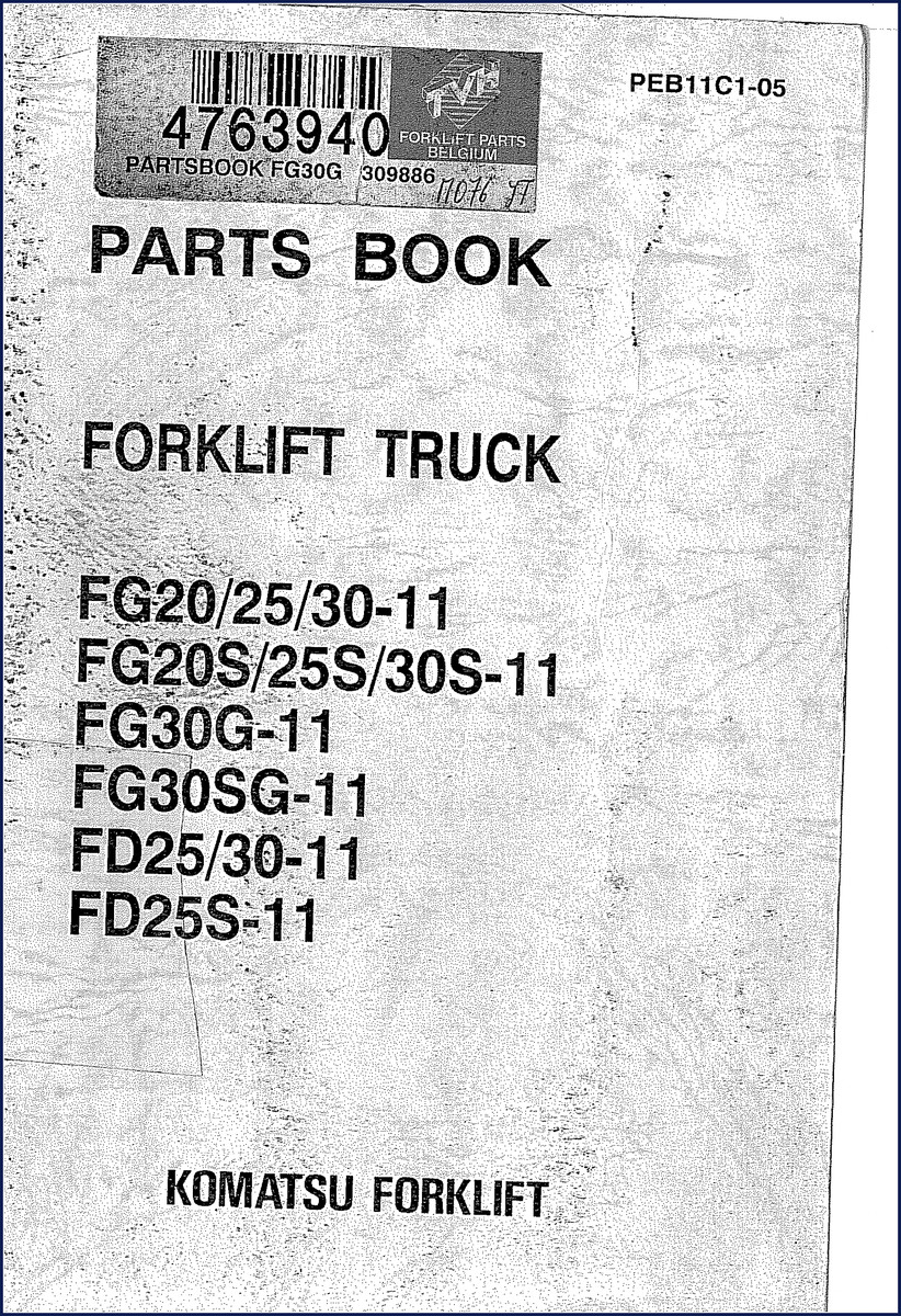 Komatsu FD25 FG20 FG25 FG30 FD30 Parts Catalog cover page - OEM forklift parts manual 155 pages