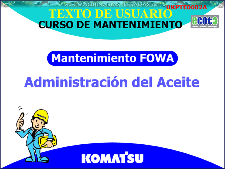 Komatsu FOWA Training Manual cover – Oil Management course, 45 pages