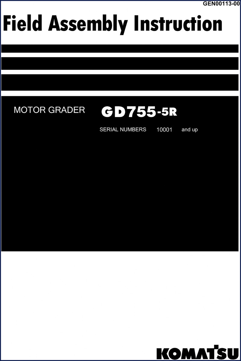 Komatsu GD755-5R Installation Manual – OEM 37-page field assembly instruction, cover page