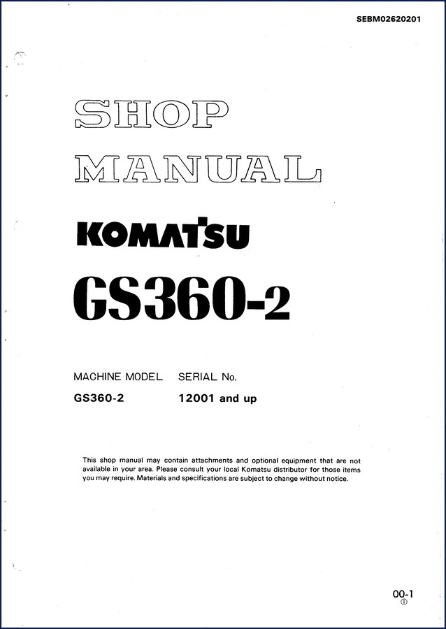 Komatsu GS360-2 workshop manual cover 112 pages OEM factory