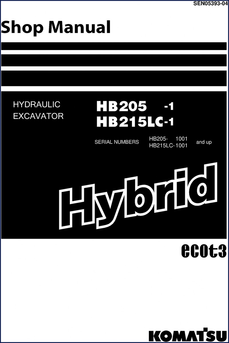 Komatsu HB205-1 hybrid excavator workshop manual cover – OEM shop manual PDF