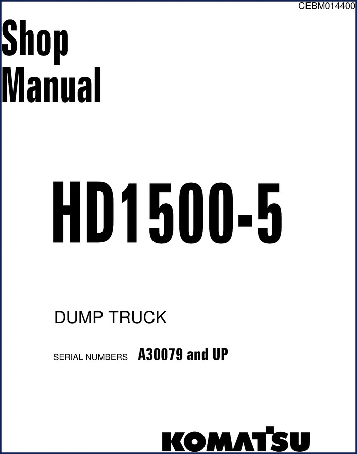 Komatsu HD1500-5 Service Manual cover – factory OEM document