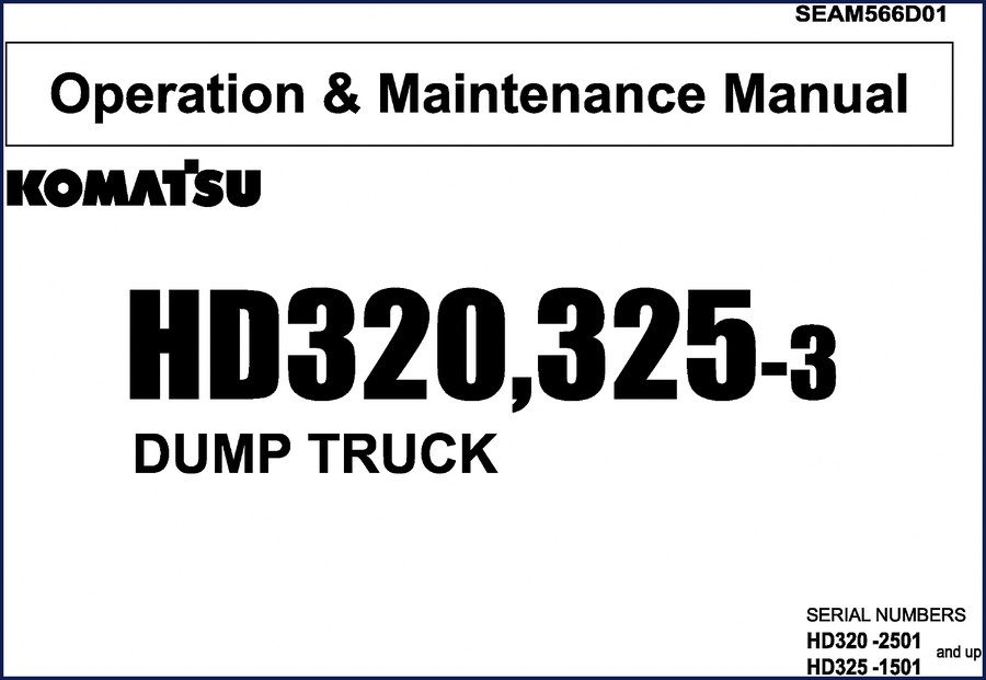 Komatsu HD320-3 HD325-3 Operators Manual cover page