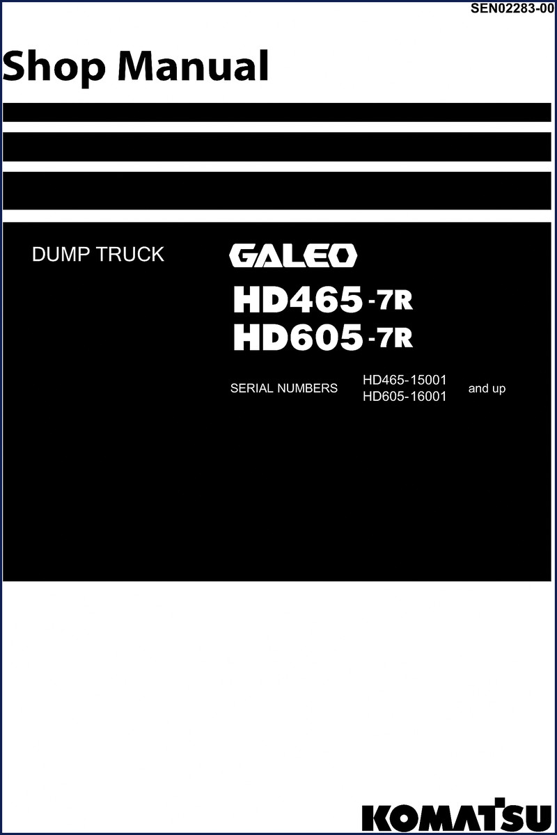 Komatsu HD465-7R HD605-7R Workshop Manual cover – factory OEM document