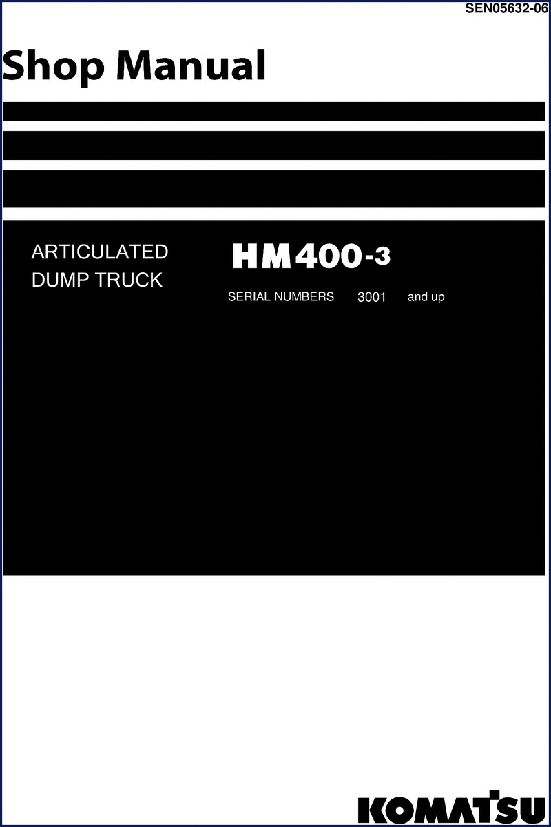 Komatsu HM 400-3 workshop manual cover – OEM factory document for articulated dump truck