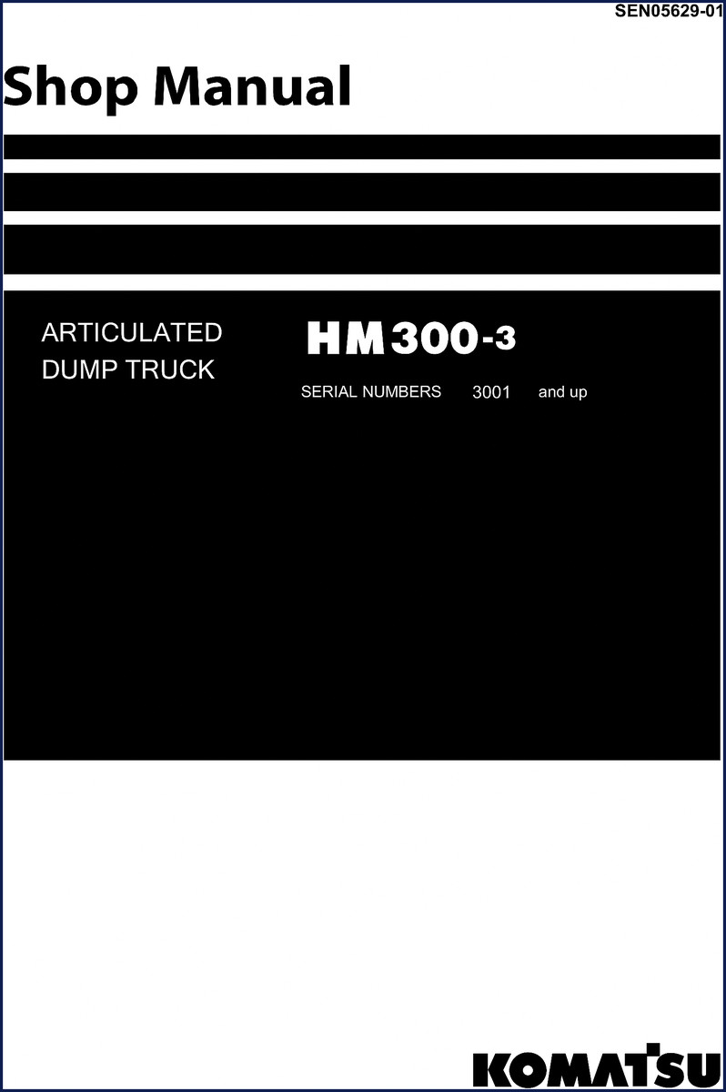 Komatsu HM300-3 Articulated Dump Truck Workshop Manual Cover - 1977 pages OEM factory document