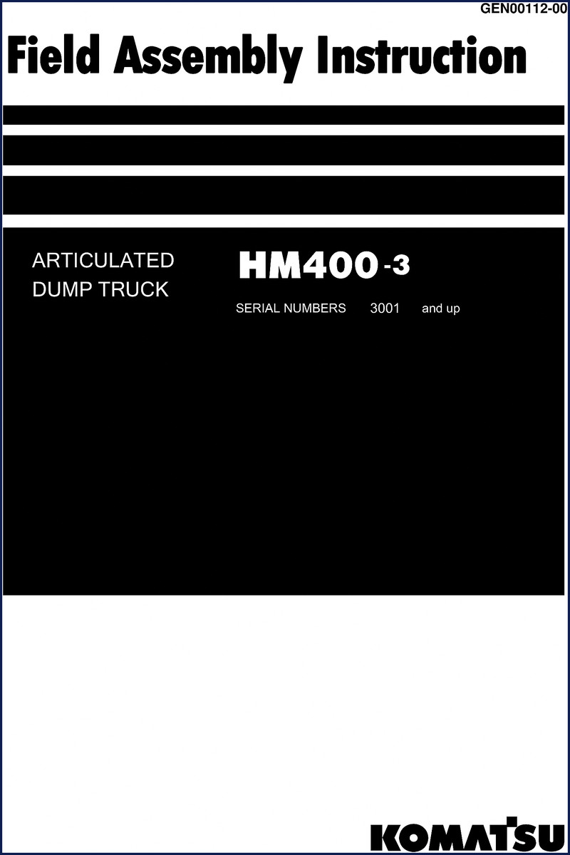 Komatsu HM400-3 Installation Manual cover – OEM field assembly instruction for articulated dump truck serial 3001+