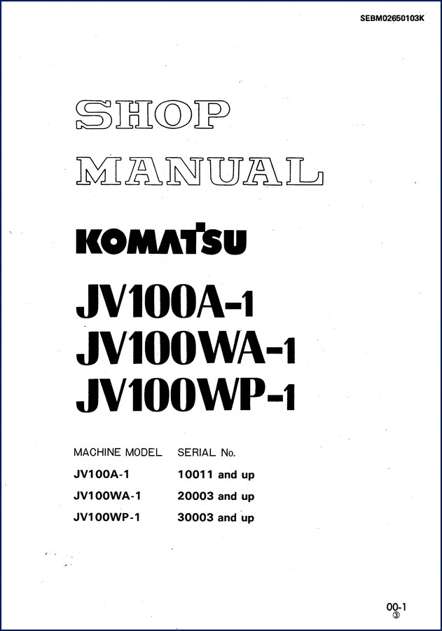 Komatsu JV100A-1 Workshop Manual cover page