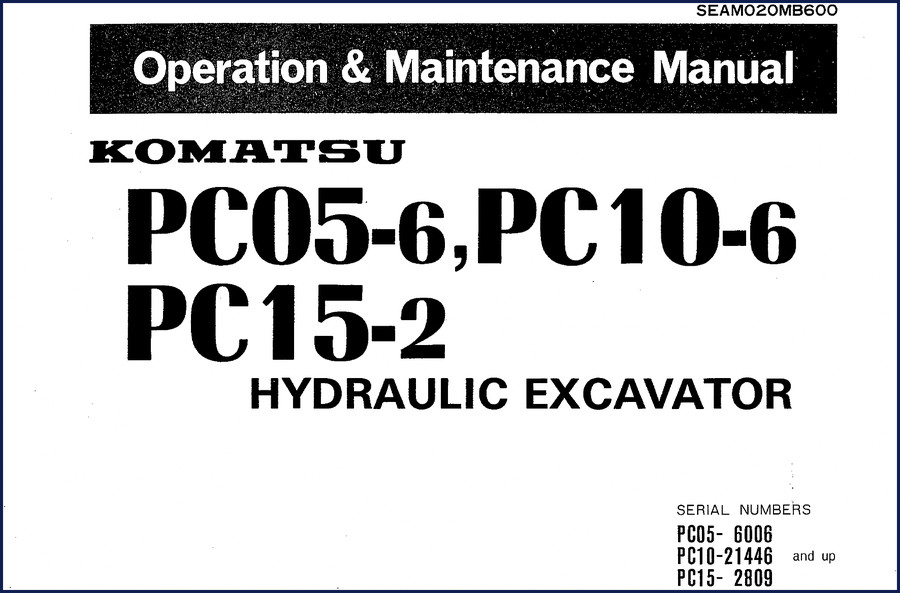 Komatsu PC05-6 PC10-6 PC15-2 Operation & Maintenance Manual cover page, OEM document