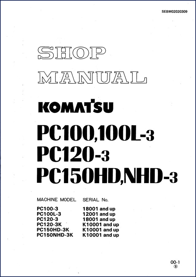 Komatsu PC100-3 PC120-3 PC150HD-3K Workshop Manual 629 pages