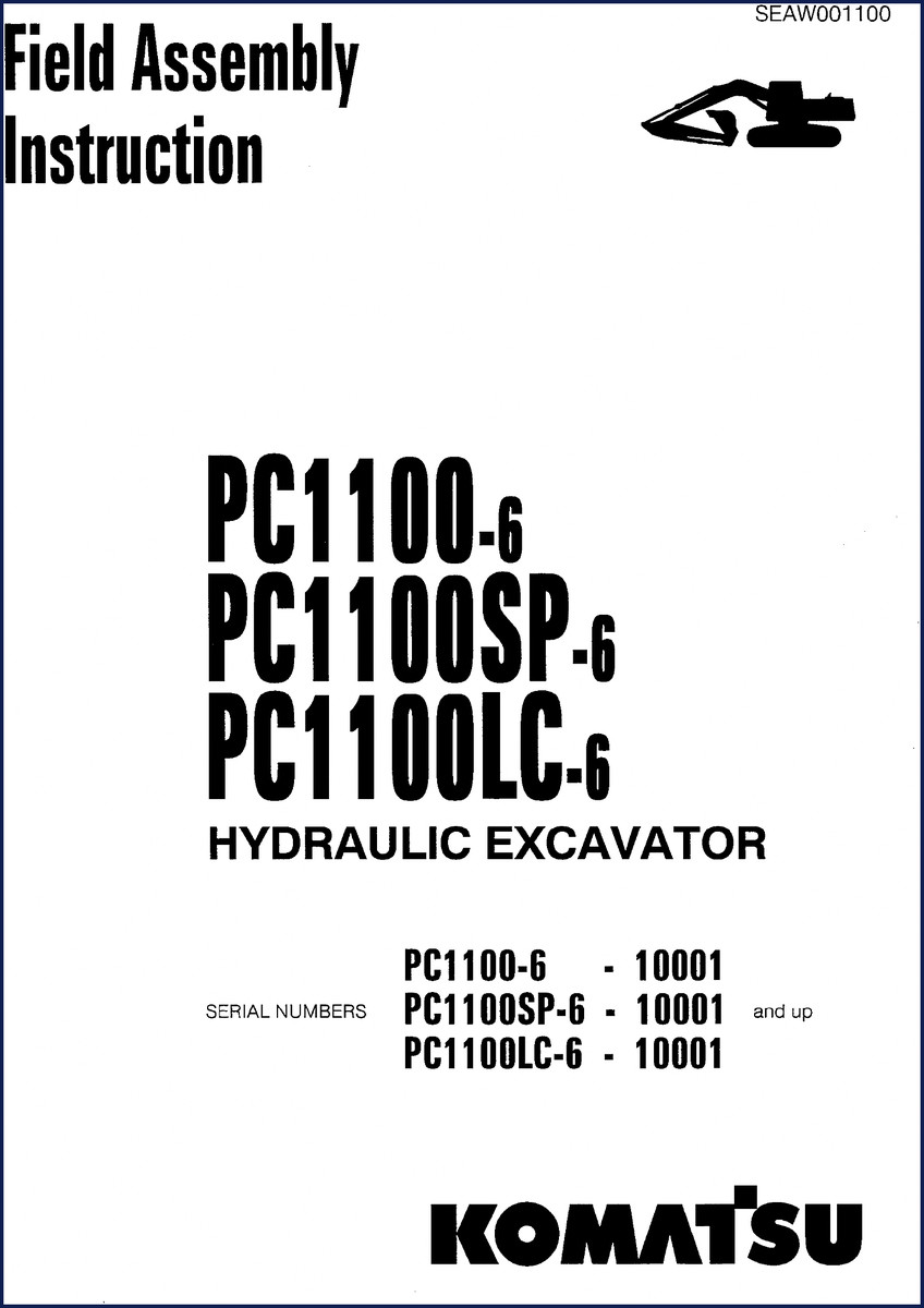 Komatsu PC1100-6 Installation Manual cover – field assembly instructions for 6 series hydraulic excavator