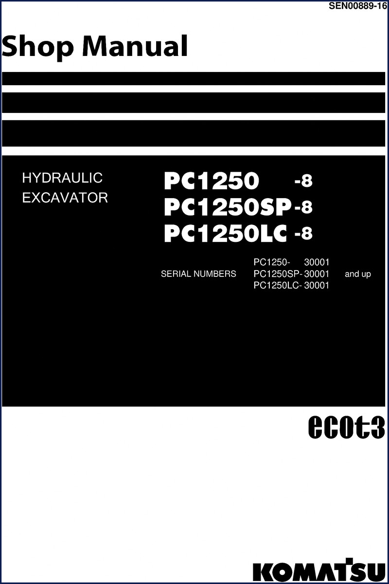 Komatsu PC1250-8 Workshop Manual cover - OEM shop manual for hydraulic excavator