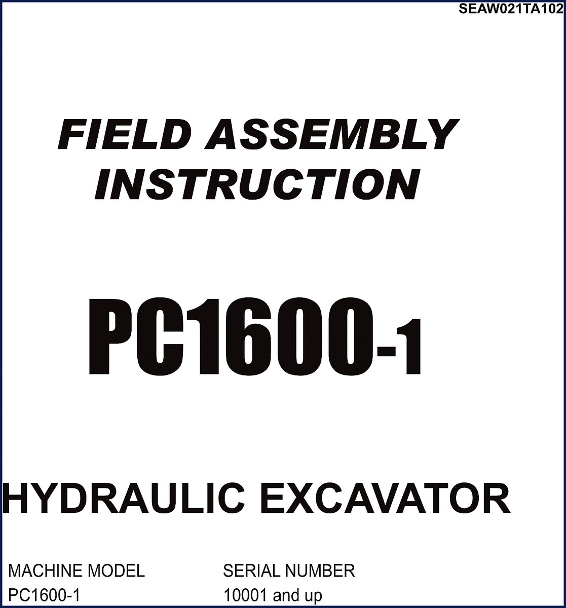 Komatsu PC1600-1 Field Assembly Instruction manual cover – OEM 219-page installation guide