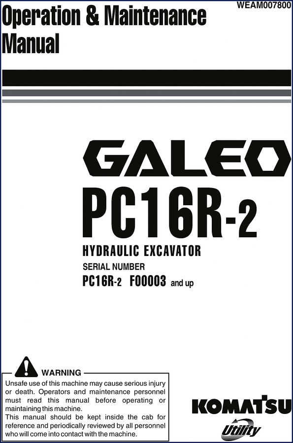 Komatsu PC16R-2 Service Manual cover - 226-page OEM factory service repair manual