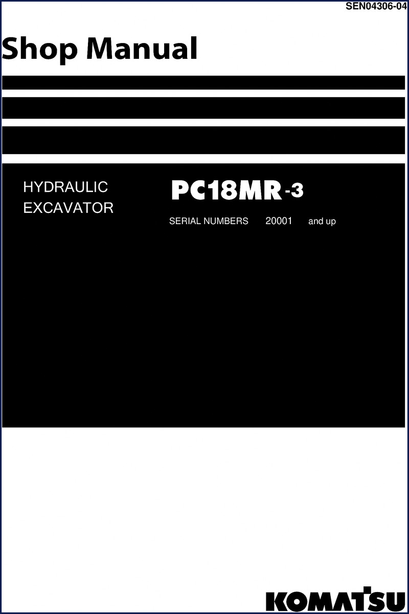 Komatsu PC18MR-3 Workshop Manual cover – 500-page OEM service document for hydraulic excavator
