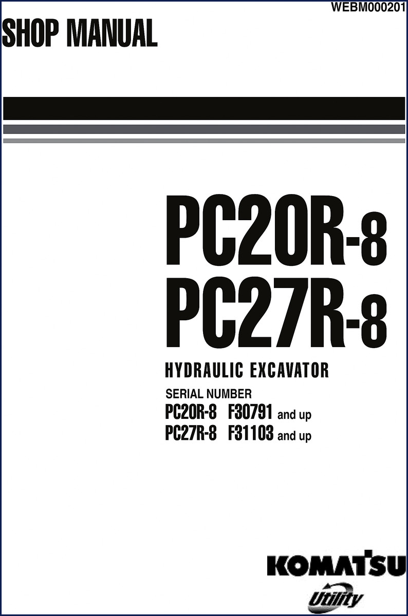 Komatsu PC20R-8 and PC27R-8 workshop manual cover – OEM factory document
