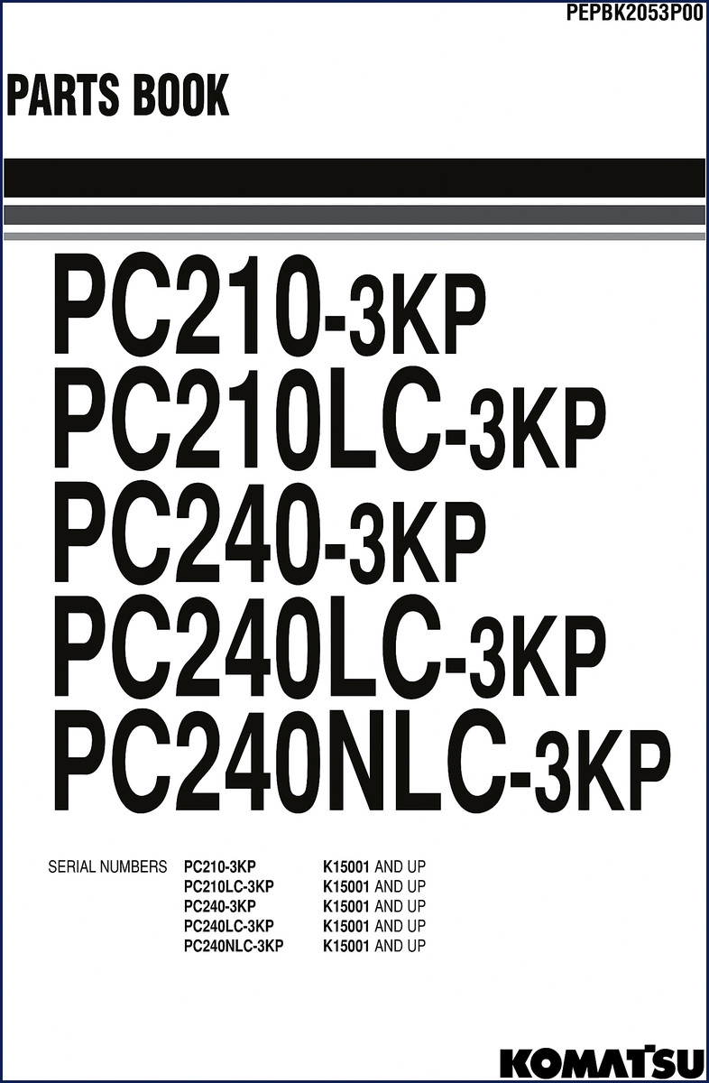 Komatsu PC210-3KP series parts catalog cover – 388 pages factory document
