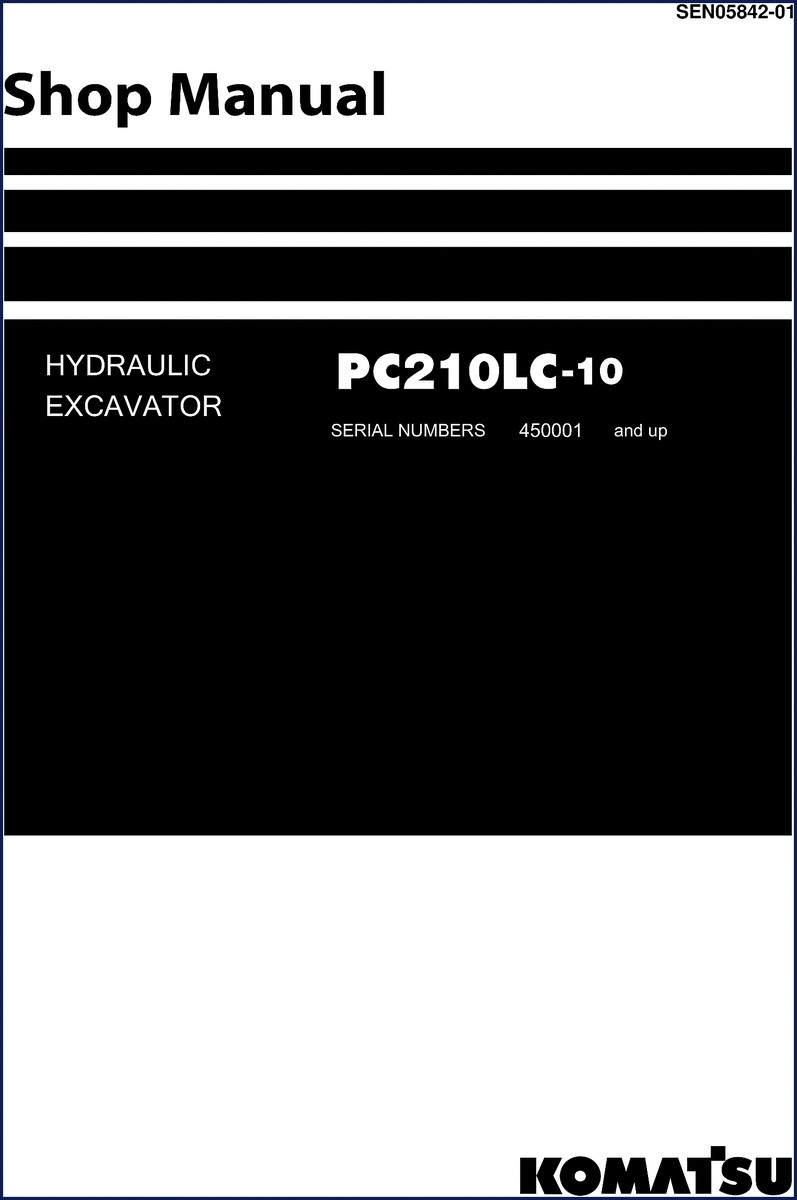 Komatsu PC210LC-10 workshop manual cover - OEM factory repair document for hydraulic excavator