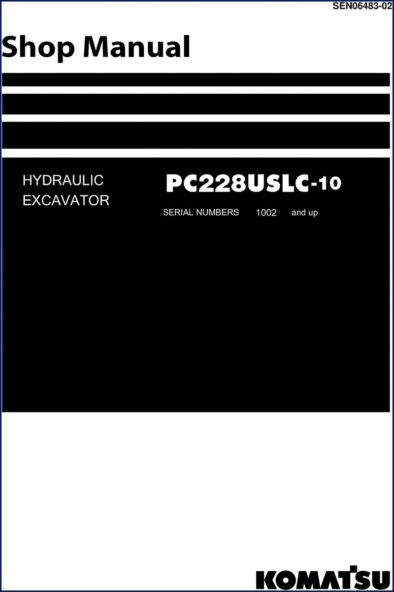 Komatsu PC228USLC-10 Workshop Manual cover – 1752 page OEM factory service manual for hydraulic excavator